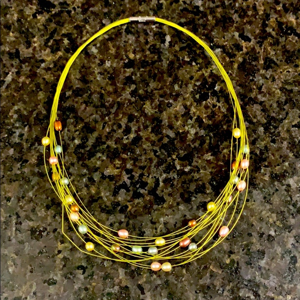 Avon Green and Pearl Necklace